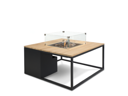 Stůl s plynovým ohništěm Cosiloft 100 černý rám / deska teak