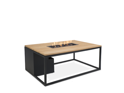 Stůl s plynovým ohništěm Cosiloft 120 černý rám / deska teak