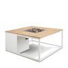 Stůl s plynovým ohništěm Cosiloft 100 bílý rám / deska teak