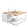 Stůl s plynovým ohništěm Cosiloft 100 bílý rám / deska teak