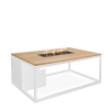 Stůl s plynovým ohništěm Cosiloft 120 bílý rám / deska teak