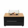 Stůl s plynovým ohništěm Cosipure 100 černý rám / deska teak