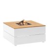 Stůl s plynovým ohništěm Cosipure 100 bílý rám / deska teak