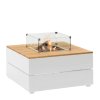 Stůl s plynovým ohništěm Cosipure 100 bílý rám / deska teak