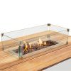 Stůl s plynovým ohništěm Cosipure 120 bílý rám / deska teak