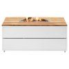 STŮL S PLYNOVÝM OHNIŠTĚM COSIPURE 120 BÍLÝ RÁM / DESKA TEAK